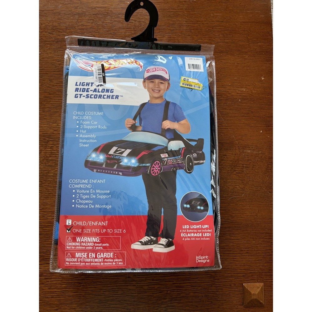 Light U Hot Wheels GT-Scorcher Ride Along Costume Kids Up to Size 6 NWT